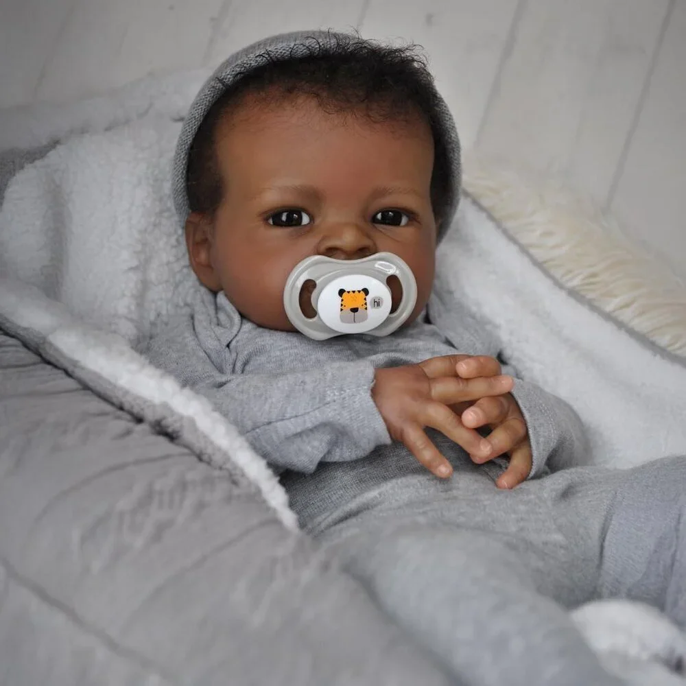 🆕20Inch African American Newborn Boy Doll Weighted Soft Cloth Body Black Boy